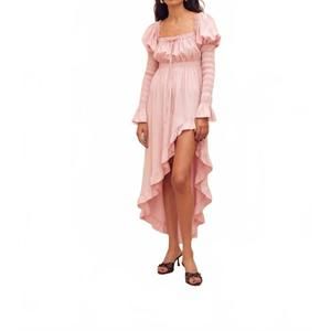 NEW SLEEPER juliette shirred asymmetric dress in pink